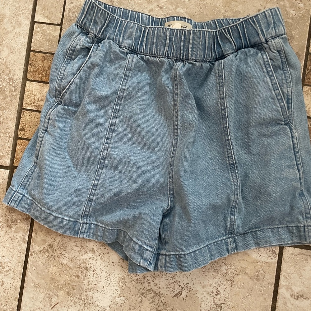 Madewell Women's Elastic Waist Denim Shorts - Light Blue size xs